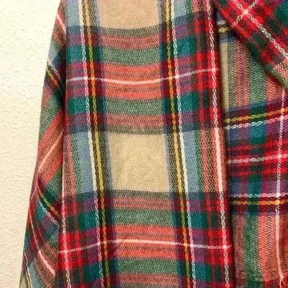 Plaid scarf fall preppy neutral holiday Christmas winter career comfy cozy long - Picture 3 of 5